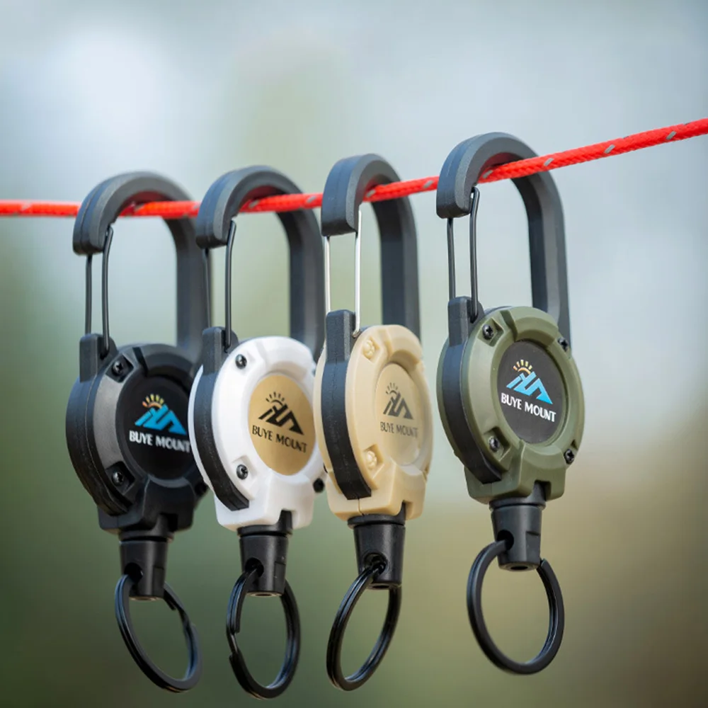 Metal EDC Portable Safety Buckle Anti-Theft Retractable Lock Key Ring Quick Hanging Outdoor Camping Hiking Telescopic Keychain