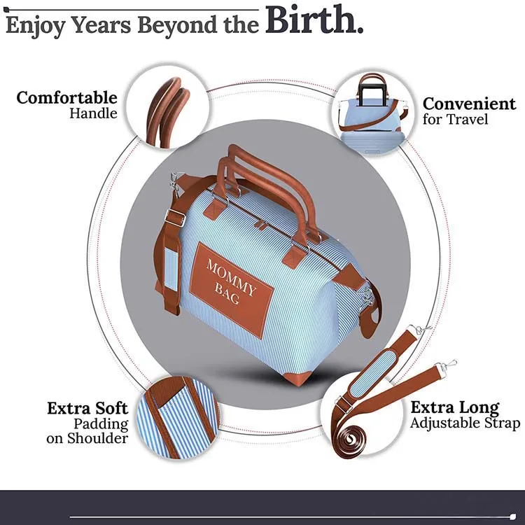 Custom nappy maternity bag portable baby diaper bag waterproof comfortable shoulder tote carry mama bag for hospital