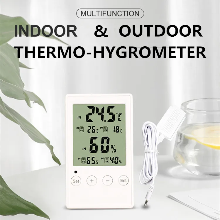 Digital LCD Display Thermometer Hygrometer Indoor and Outdoor Temperature Humidity Monitor Easy To Use And Baby Friendly