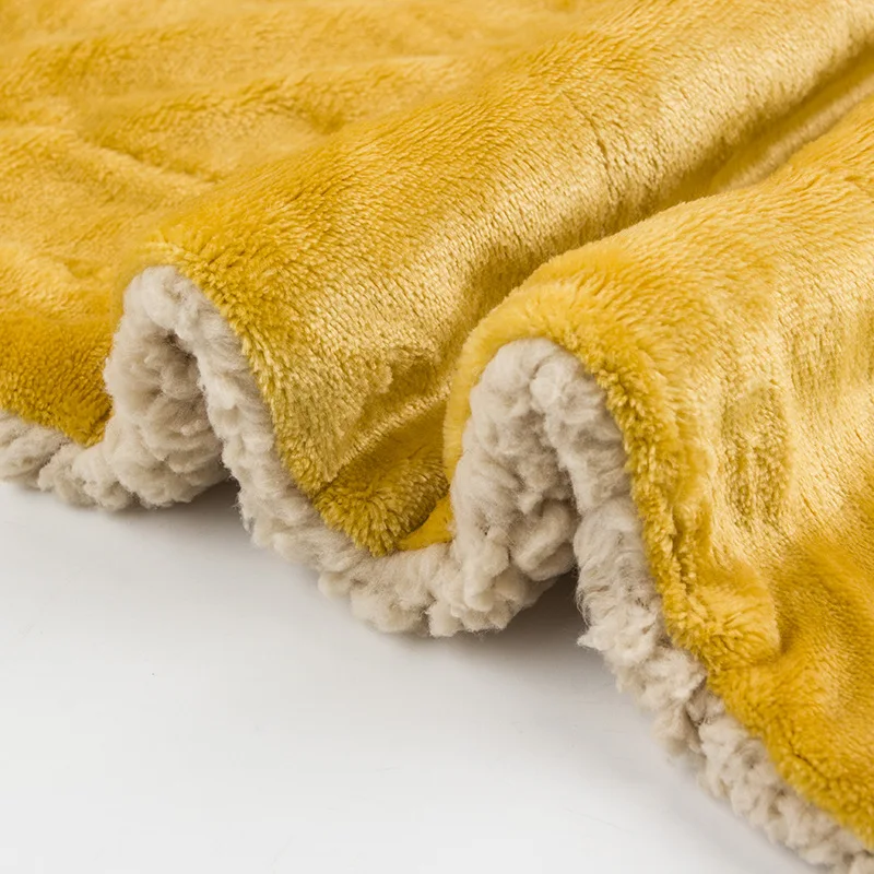 Explosive lamb wool blanket thickened warm double flannel office lunch break blanket multi-color sofa blanket
