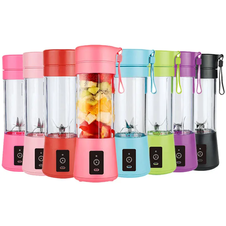 Custom 6 Blades Exprimidor USB Rechargeable Fruit Shakes Spremiagrumi 380ml Smoothies Entsafter Cup Mini Portable Blender Juicer