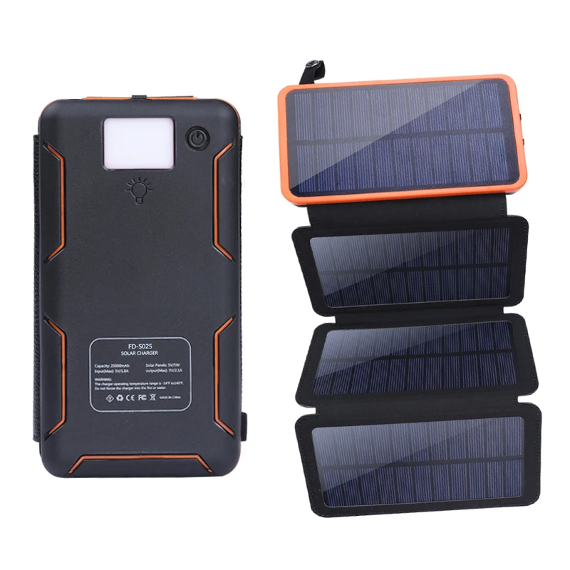 
Hot Selling Waterproof 25000 Mah Foldable Solar Power Bank Cell Phone Solar Charger Dual Usb Portable Solar Mobile Charger 