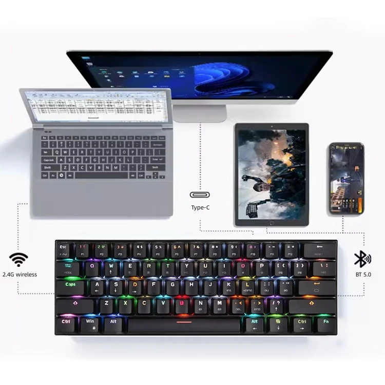Mini Keyboard Light Gateron Switch Rgb Wireless Laptop Keyboard For Pc Mechanical Gaming Keyboard