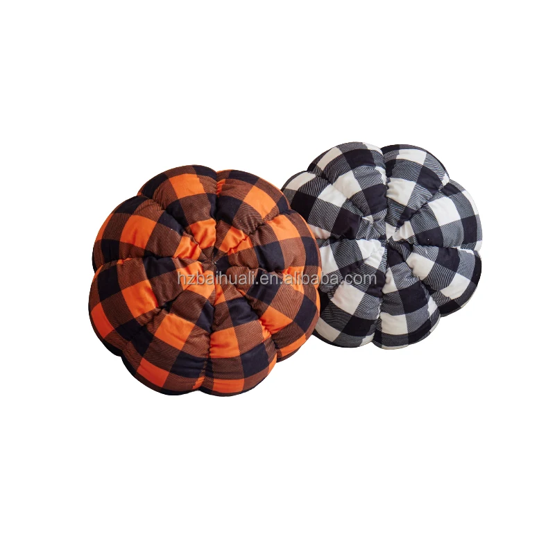 Factory Custom Home Decor Halloween Plaid Pumpkin Soft Velvet Throw Pillow For Sofa