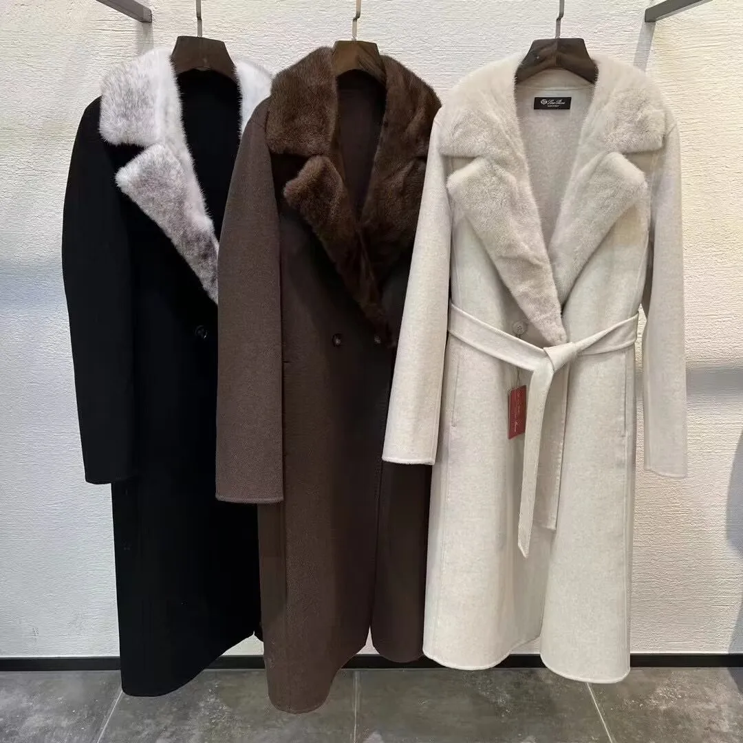Mink Coats For Woman Genuine Mink Fur Long Cashmere With Mink Coat Long Cashmere Coat
