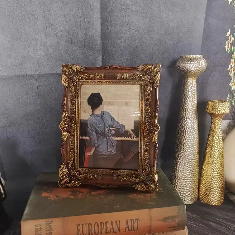 Vintage American art frame creative living room model room Bedroom dining room decorative painting carved picture frame