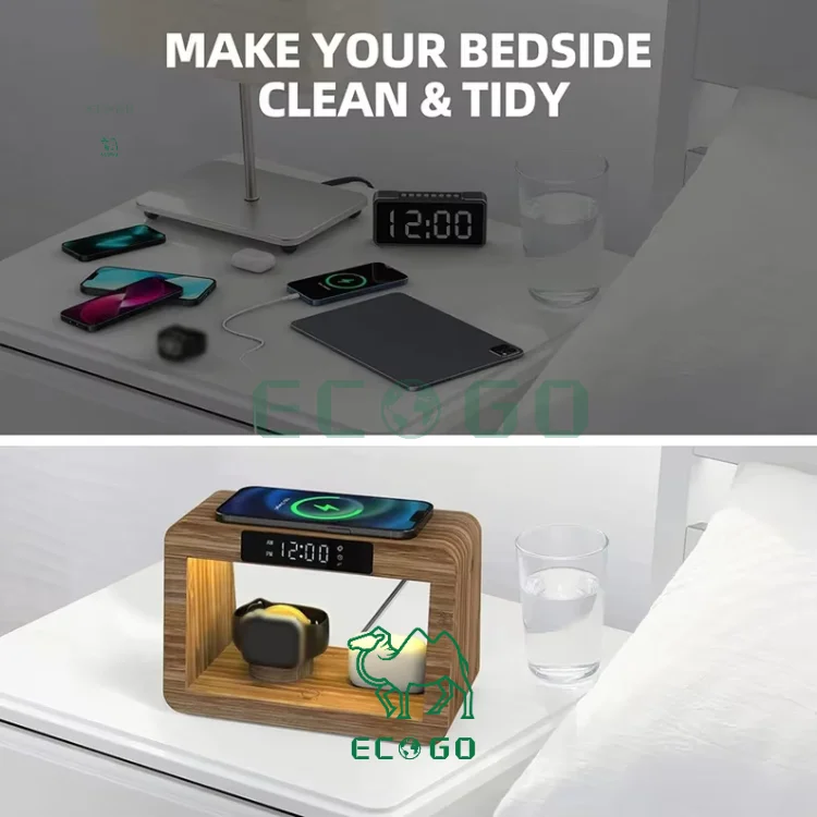 5 In 1 New Design Bamboo Wooden Fast Charging Station For Watch Phone Wireless Charger Stand