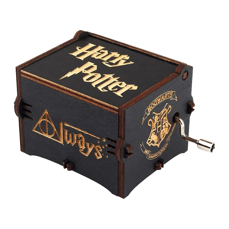 Harry Wooden Potter hand held generator Hand-cranking Hand Cranked Hedwigs Theme Music box