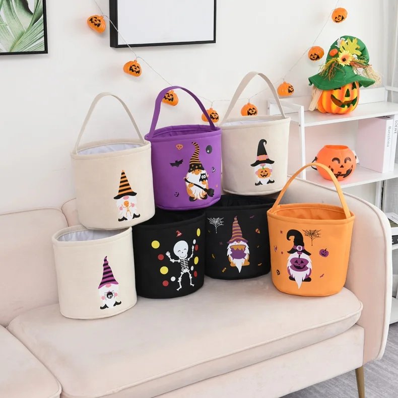 2021 Wholesale Halloween Decoration Pumpkin Candy Basket Gift Bag for Kids Halloween Trick Or Treat Bucket Bags