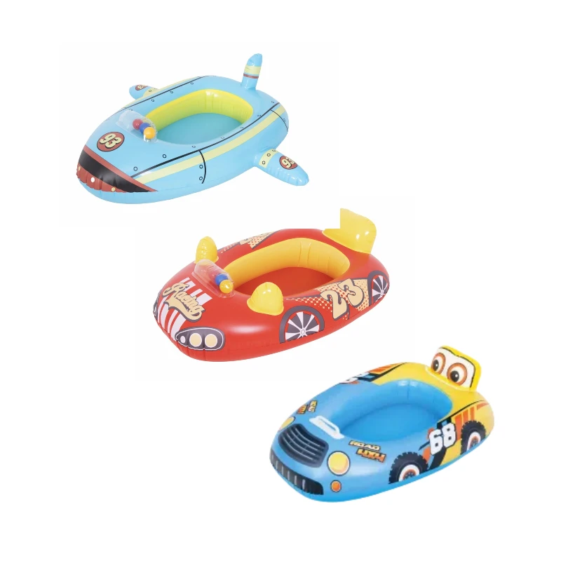 Popular Factory Custom Kids Swim Boat Float Swimming Ring Folding Swimming Inflatable Kids Boat Float