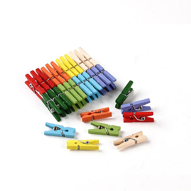 Mini 3.5cm Colorful Wooden Clothes Clips Photo Draft Pegs