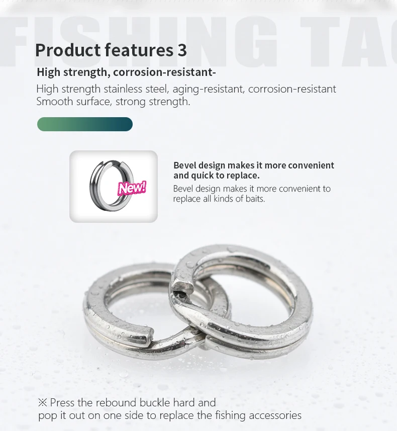 YONGMIAO Super Strong Fishing Split Ring Stainless Steel Lure Rings Heavy Duty Flattened Saltwater Terminal Tackles Connectors