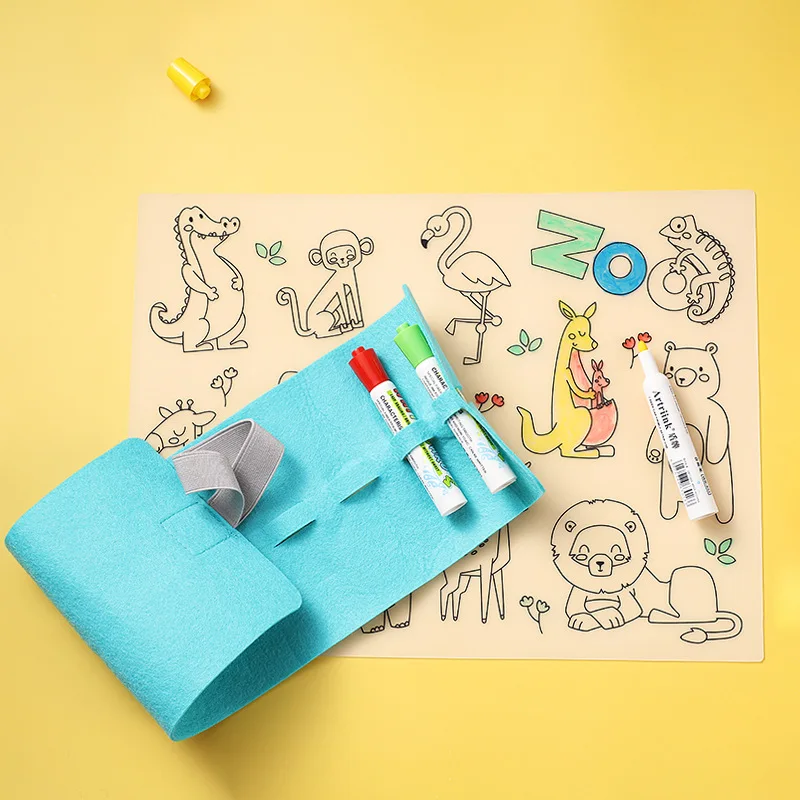 Children Kid Baby Learning Silicone Kids Table Mat Foldable Washable Dining Coloring Drawing Desk Silicone Painting Placemat