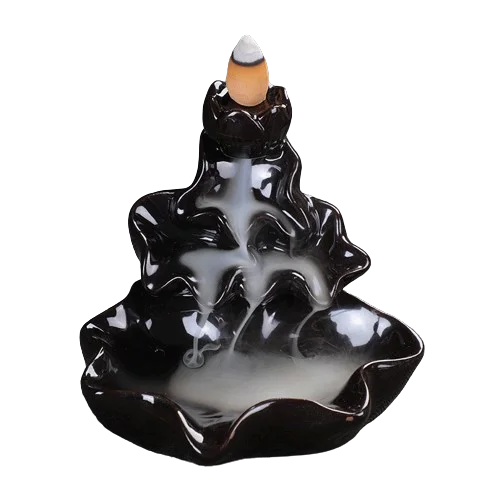 Ceramic Backflow Incense Burner Sandalwood Tea Fir Scented Waterfall Incense Cones Relaxation Purification Meditation Yoga Gift