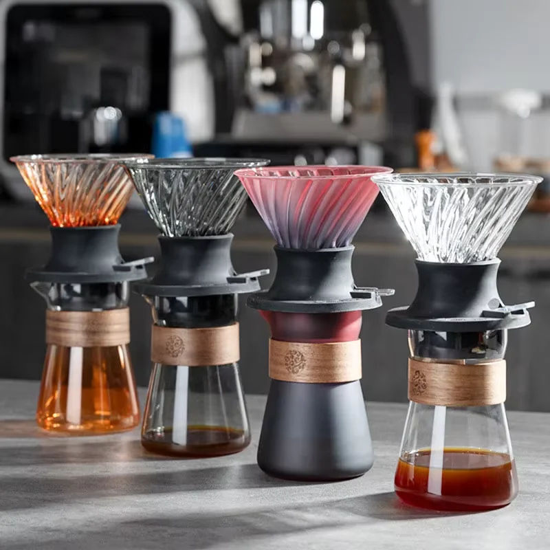 Wholesale High Borosilicate Heat Resistance Glass 500ml Coffee Dripper Pour over V Shaped Coffee Brewer Coffee Filter