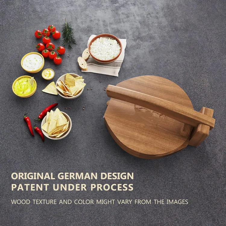 Homemade Mexican Tortillera Dumpling Wrapper Presser Food Grade Dough Cutter Large Round Acacia Wooden Tortilla Press