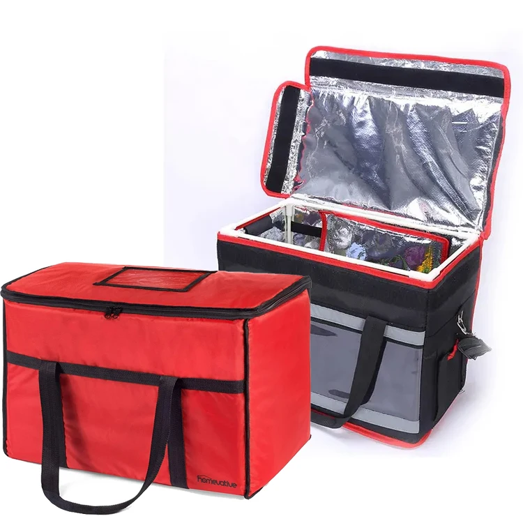 Custom eco friendly reusable supermarket thermal insulated non woven cooler shopping bag for grocery hot food delivery reheating