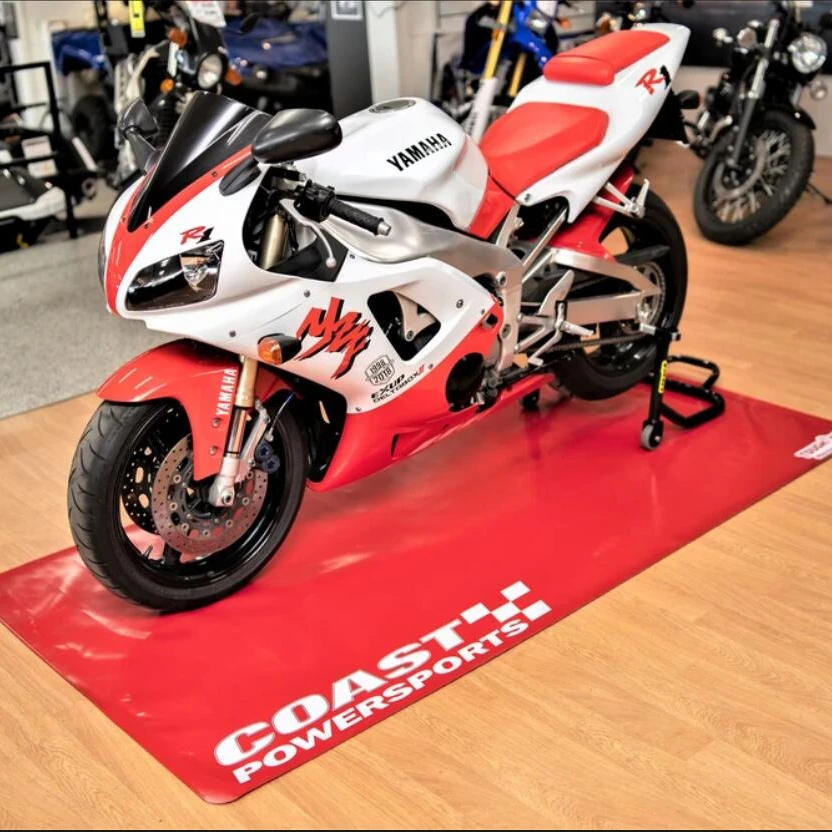 Machine Washable Custom Printed with logo Motor Bike Mats Carpet Rubber Motorcycle Pit Mat