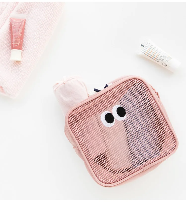 Nylon Small Square Mesh Makeup Case Three-dimensional Coin Purse Key ID Credit Card Holder Bags Mesh Zipper Storage Bags