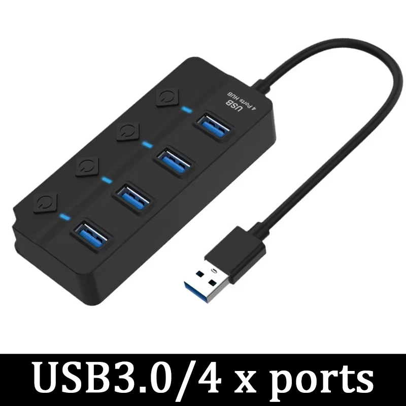 USB Hub 3.0 Multiprise  High Speed Splitter 7 Port 5Gbps Hub Power Adapter with Switch Long Cable with Multiple Expander Hub