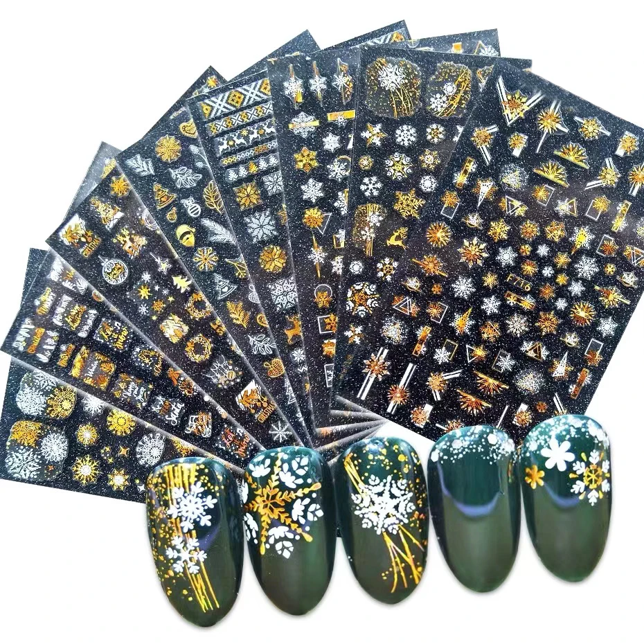 2022 New Design Style Christmas Snowflakes Nail Art Stickers Nail Decals