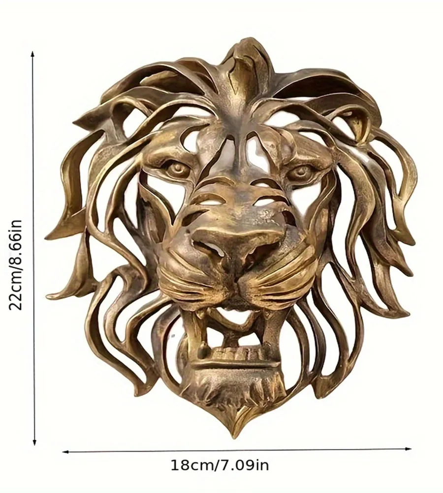 New Gold Hollowed Out lion Head Statue Resin Crafts Wall Decorations Wall Hanging Decorative Ornaments