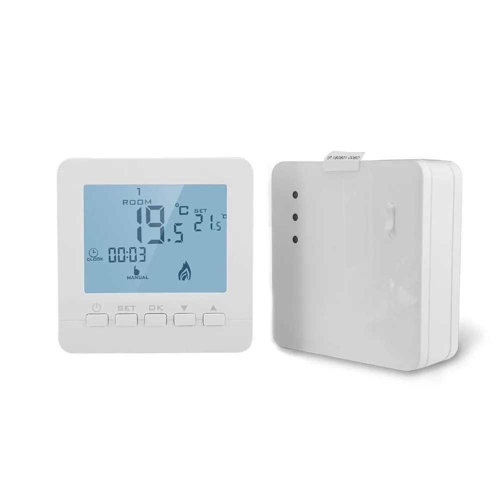Weekly programmable RF wireless gas boiler thermostat with big LCD screen