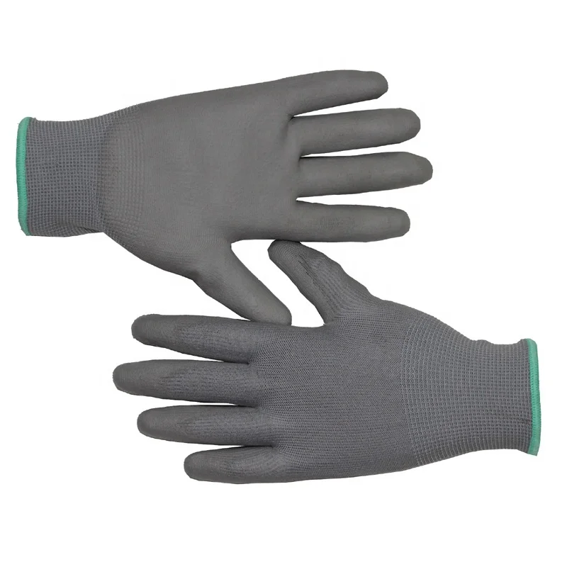 Safety Work Gloves, Gray Seamless Knit Work Gloves Luvas Guantes with PU Coated, Ideal Work Gloves Men for General Work
