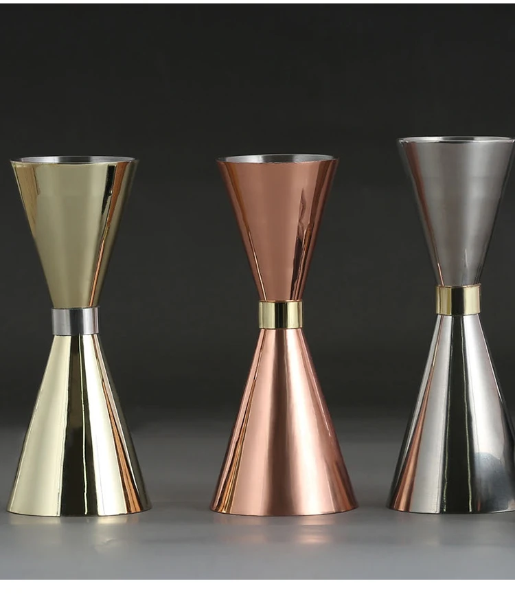 Cocktail Jigger Food Grade Safe Japanese Copper Gold Gun Metal Plated Stainless Steel Black Sustainable Custom Logo Printing