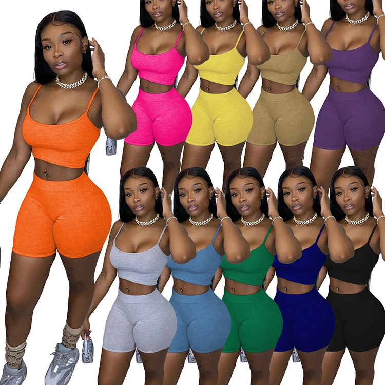 Newly Custom Women Clothing Two Piece Set Casual Women Jogger Set Lounge Fitness Crop Top 2Pcs Outfit Short Sets For Women