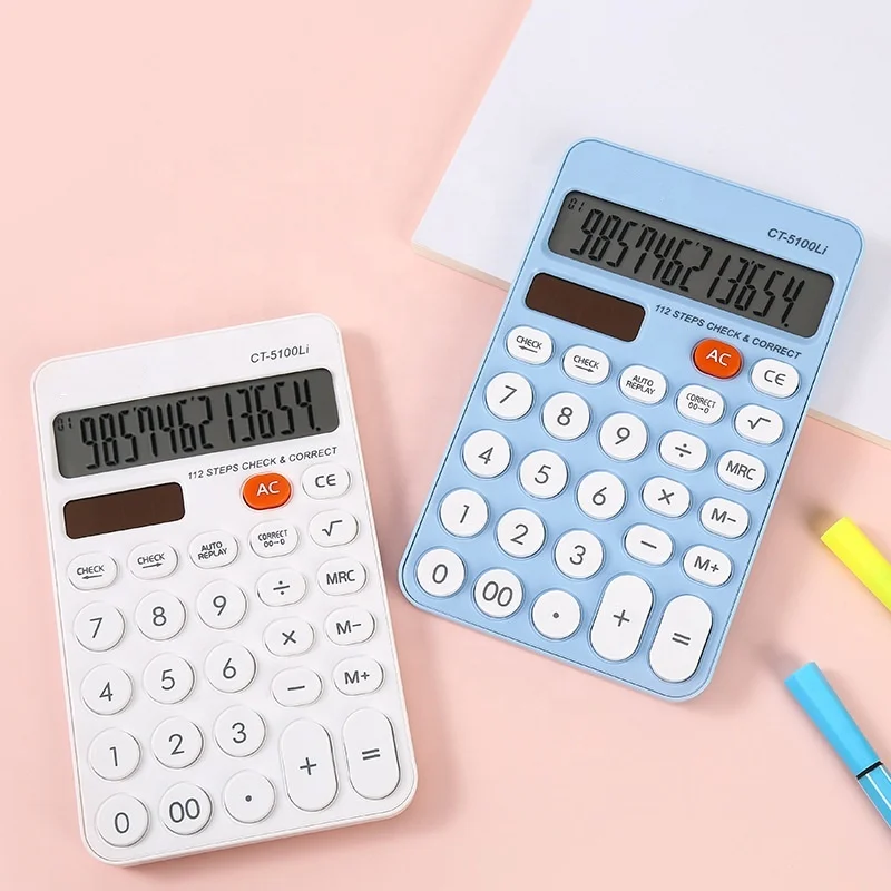 New Calculator,12-Digit Calcutors with LCD Display Sensitive Button,the Calulators Desktop with Dual Power & SOLAR