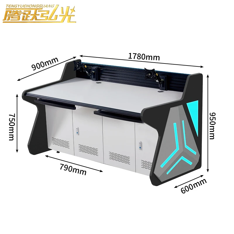 Two workstation DX-type command center control console monitoring desk Conference room office furniture monitoring computer desk