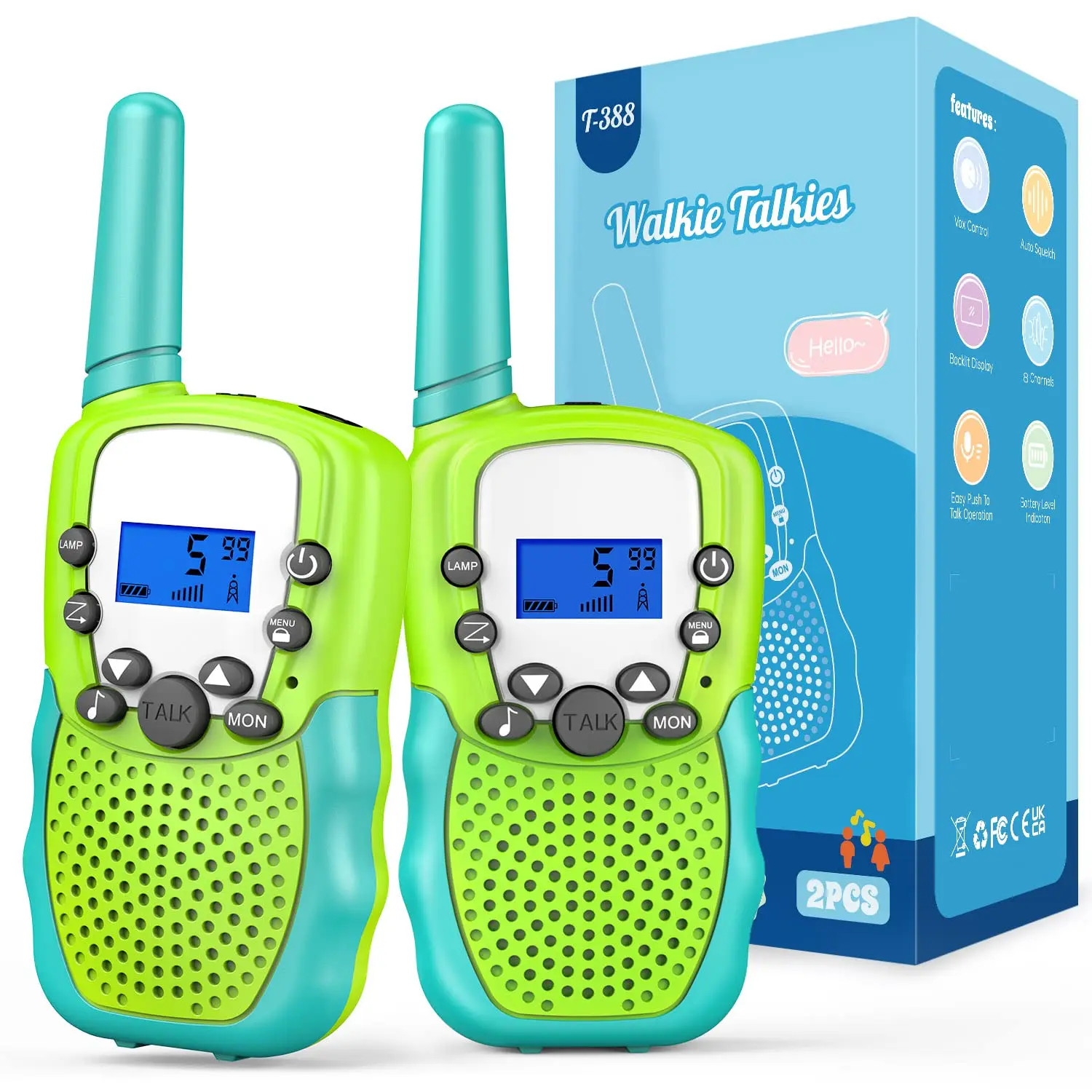 Toys for children 22 Channels 2 Way Radio with Backlit LCD Flashlight battery pack 50km long range walkie talkie