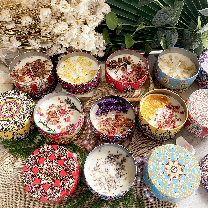 2024 Romantic Bedroom Decoration tin jar candle Custom private label Aromatherapy Natural aromatic Vintage Tin Scented Candle