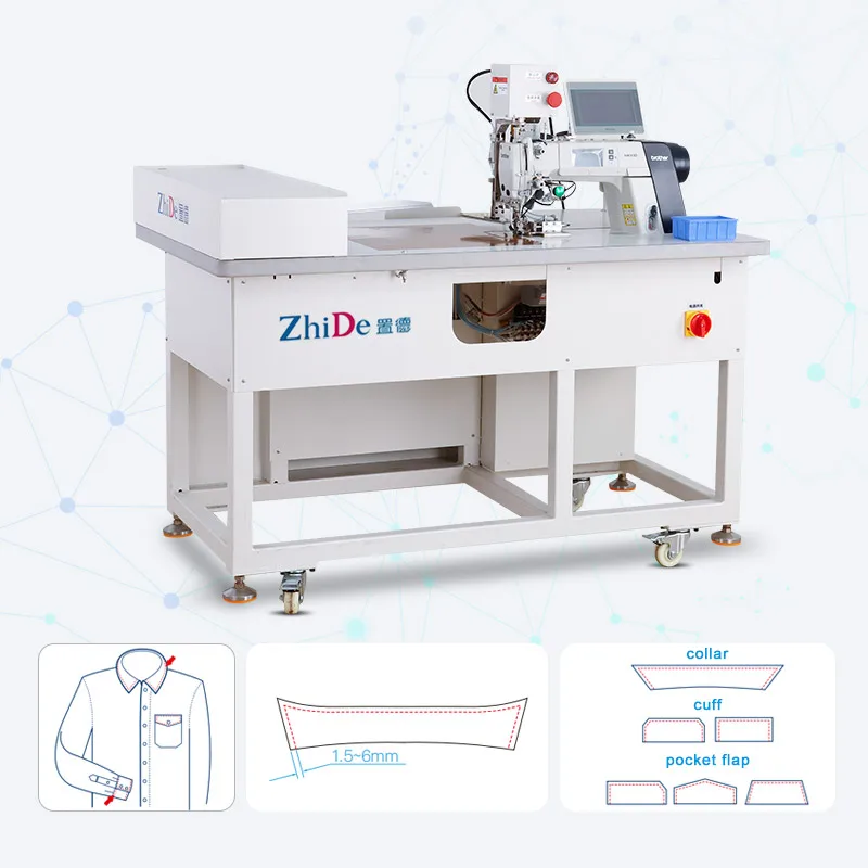 User-friendly computerized shirt collar and cuff automatic topstitching setter sewing machine