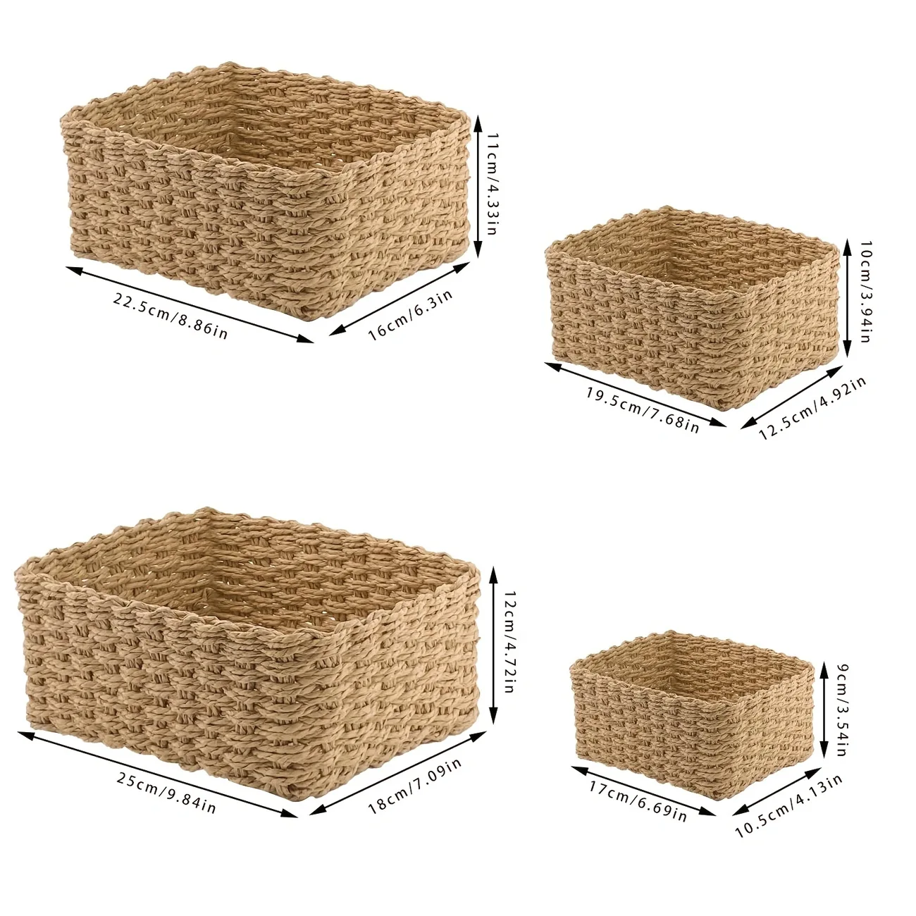Recycled paper woven storage box, handmade woven storage basket,clothing, cosmetics, miscellaneous items sorting and storage