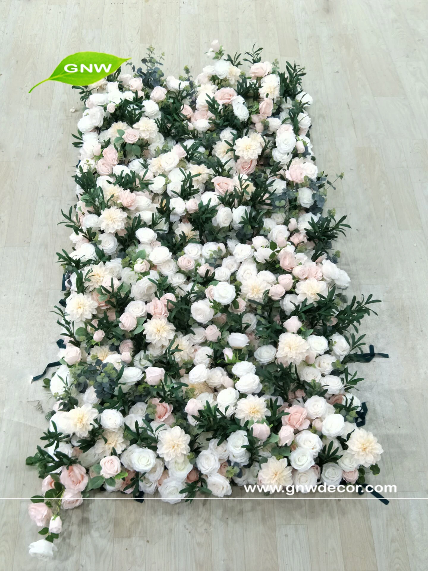 GNW New 3D effect cloth back flower wall beautiful ivory walls with orchids and leaves