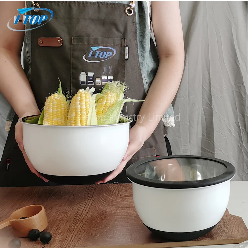 Custom Logo Wholesale Stainless Steel Salad Bowl With Lid Mixing Bowl Set Stainless Steel Mixing Bowls