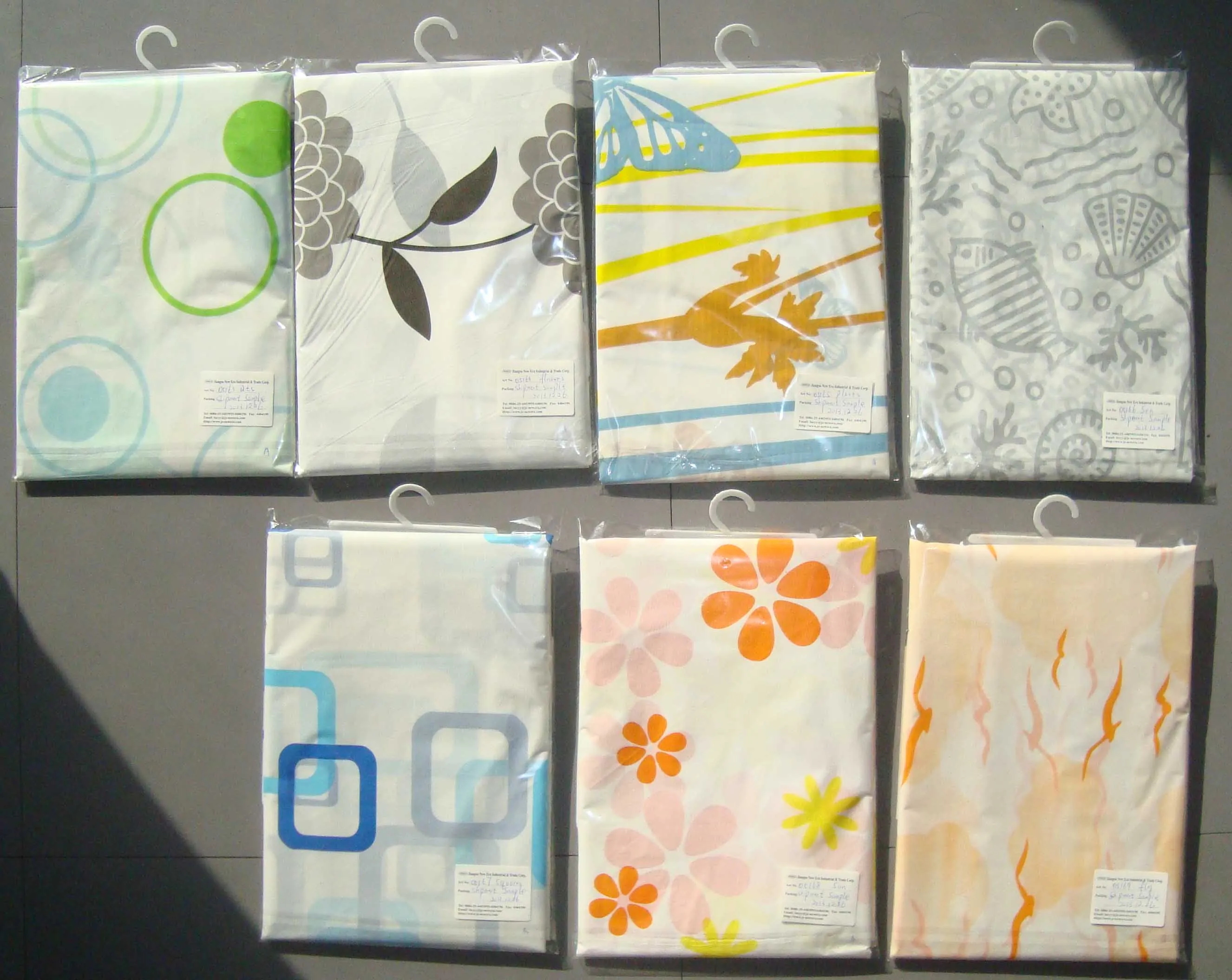 Printed design PEVA shower curtain with hooks very cheap price with good quality