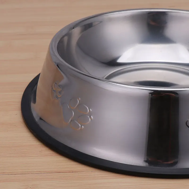 Stainless Steel Dog Bowl Travel Pet Food Bowl with Rubber Base