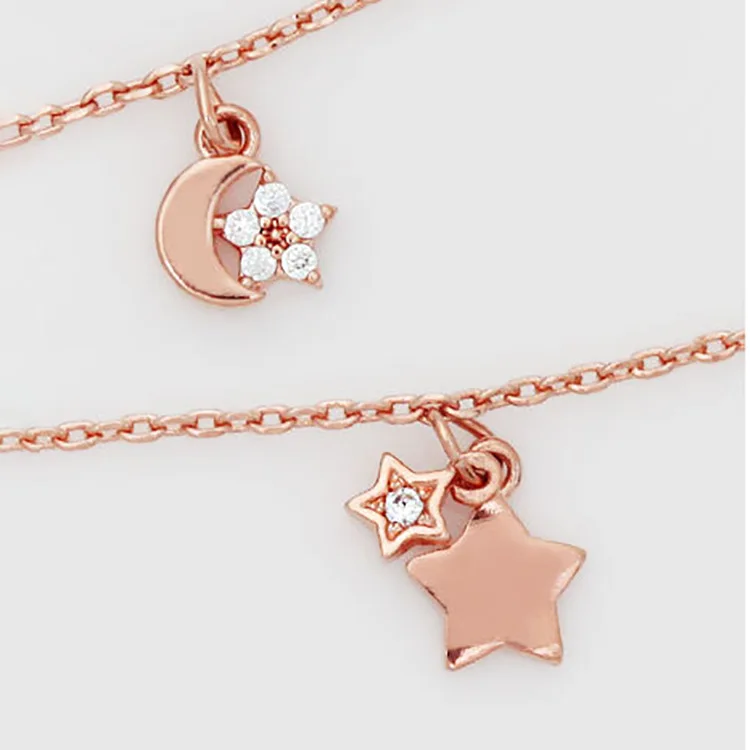 Fashion light luxury s925 sterling silver gold-plated star moon bracelet Female temperament all star moon hand jewelry