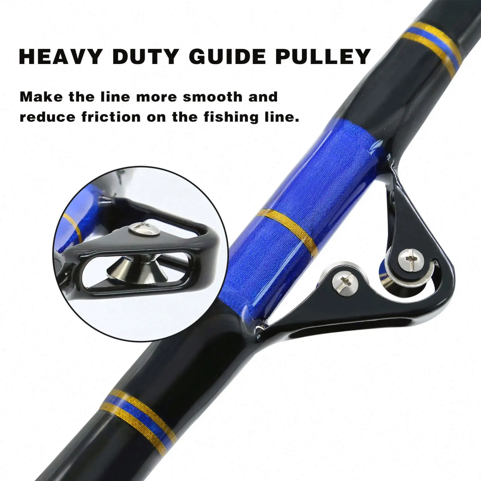 Heavy Boat Fishing Trolling Rod For Straight Nylon Butt Roller Guide Deep Sea Tuna Offshore Boat