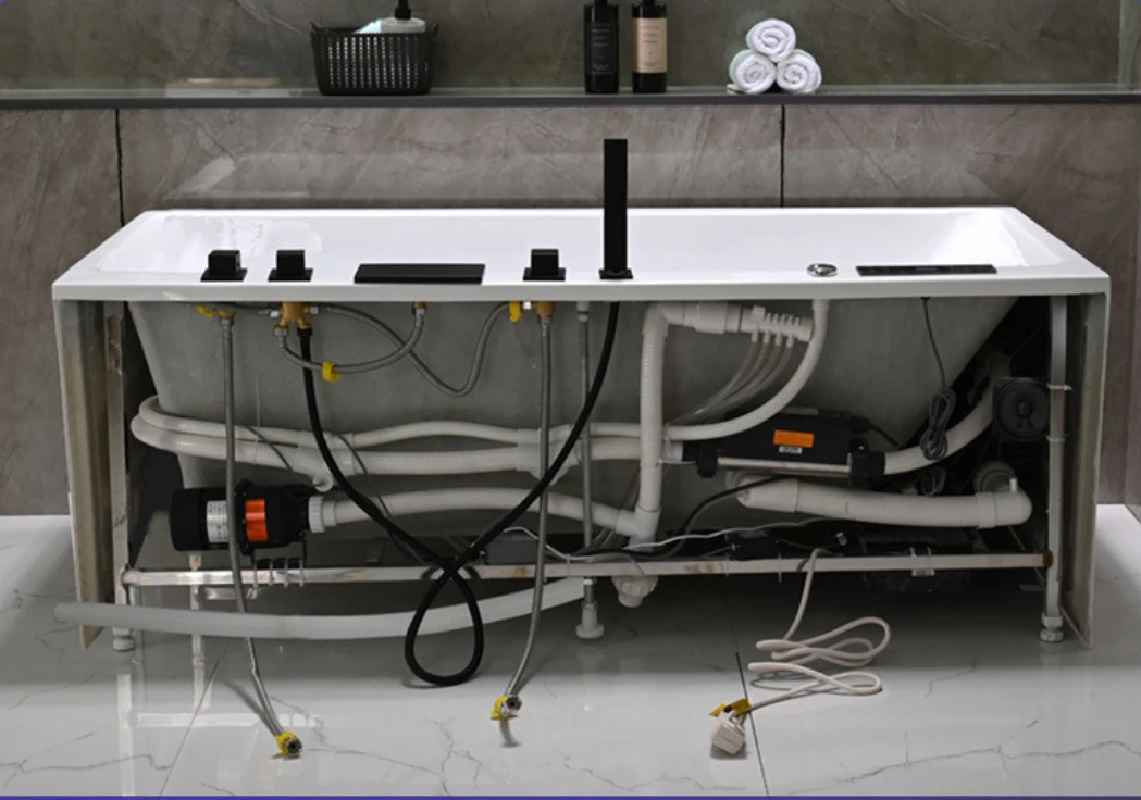 Lizhen-Hwa.Con Bathroom Modern Color Light Electric Freestanding Whirlpool Massage Waterfall Spa Bathtub