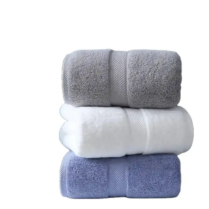 5 Star Hotel Towel 100% cotton Satin Band Towel  Hotel White Cotton Bath Towel