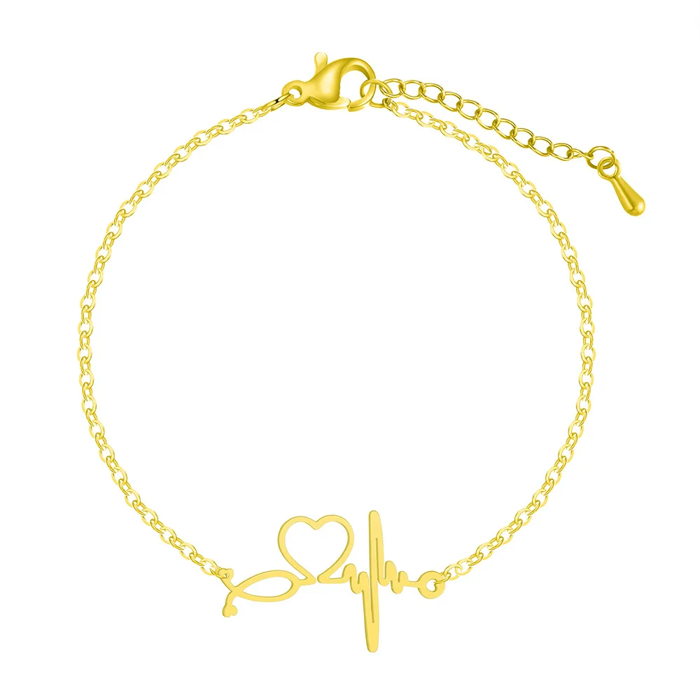 Оптовая продажа, недорогой браслет-цепочка с подвесками в форме сердца