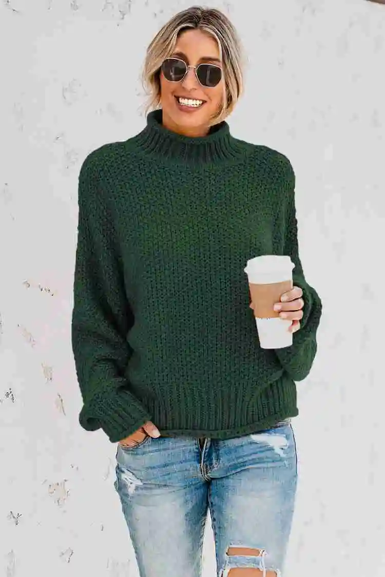 High Collar Fashion Warm Winter  Designed  Loose Sweater