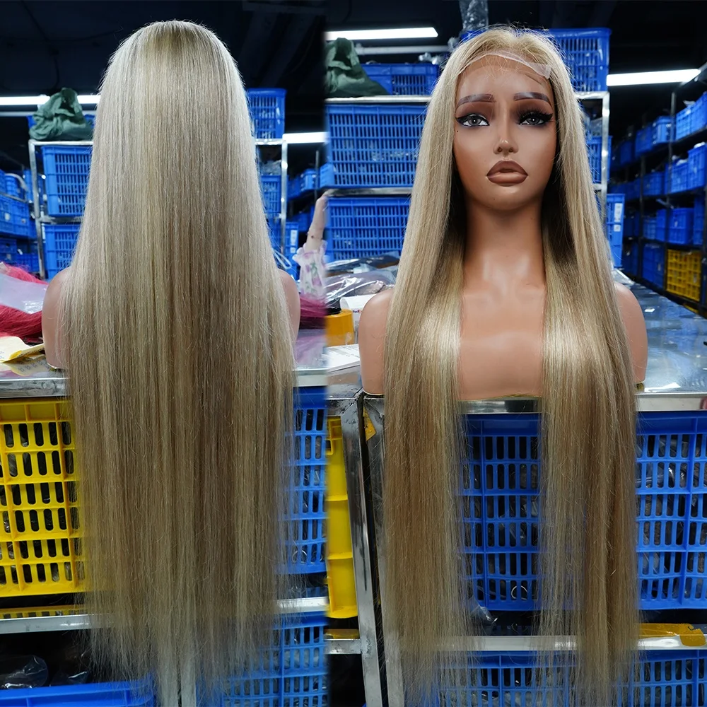 Ash Blonde Highlight Lace Front Wigs #P18/613 Color Straight & Body Wave 13x4 HD Lace Human Hair Wigs