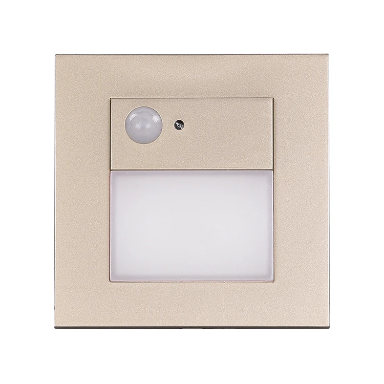 Geagood 1W 2W Motion Pir Sensor Led Foot Light for Hotel Indoor Mini Square Smart Recessed
