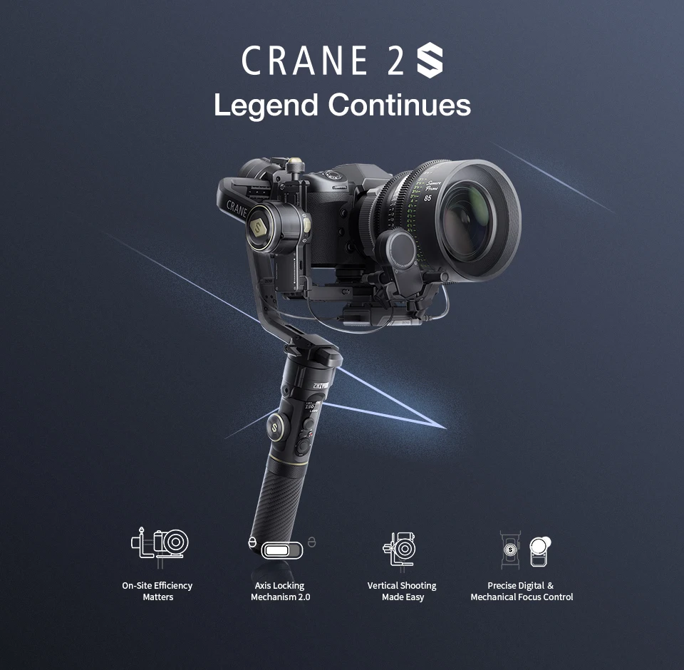 ZHIYUN Crane 2S Pro камера карданный Стабилизатор Для беззеркальных камер DSLR SONY Canon Panasonic стабилизаторы VS DJI RONIN S
