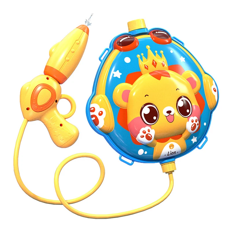 Summer cute shooting water lion kids backpack water gun high pressure toy